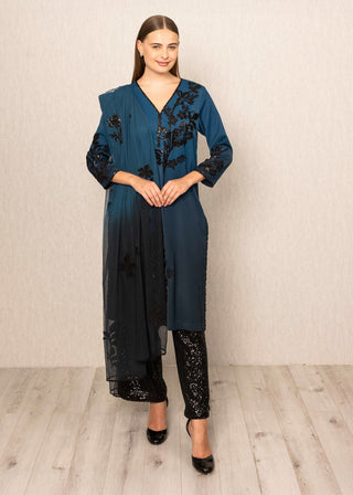 Alira teal ombre tunic set