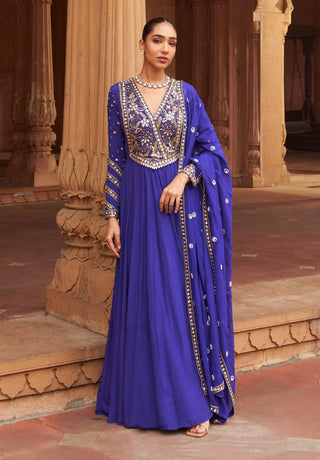 Purple Mautsava Anarkali And Dupatta by Nidhika Shekhar available on Indiaspopup.com