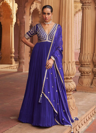 Purple Firdose Anarkali And Dupatta by Nidhika Shekhar available on Indiaspopup.com