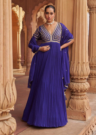 Purple Firdose Anarkali And Dupatta by Nidhika Shekhar available on Indiaspopup.com