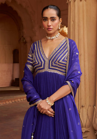 Purple Firdose Anarkali And Dupatta by Nidhika Shekhar available on Indiaspopup.com