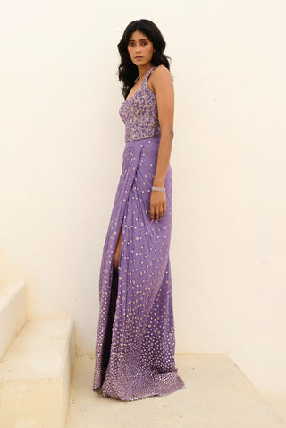 Purple zia slit skirt and corset