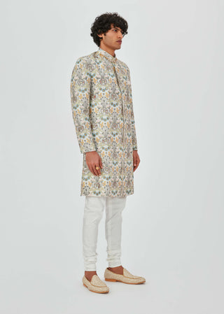 Aisha Rao Men-Parviz Beige Embellished Sherwani And Churidar-INDIASPOPUP.COM