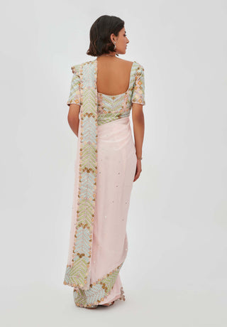 Aisha Rao-Fariba Spanish Pink Sari And Blouse-INDIASPOPUP.COM