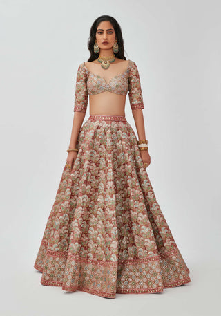 Aisha Rao-Tara Rust Bridal Embellished Lehenga Set-INDIASPOPUP.COM