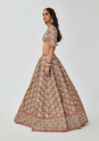 Aisha Rao-Tara Rust Bridal Embellished Lehenga Set-INDIASPOPUP.COM