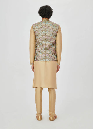 Aisha Rao Men-Arman Taupe Sand Kurta Bundi Set-INDIASPOPUP.COM
