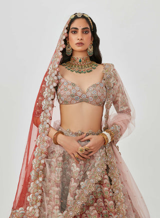 Aisha Rao-Tara Rust Bridal Embellished Lehenga Set-INDIASPOPUP.COM