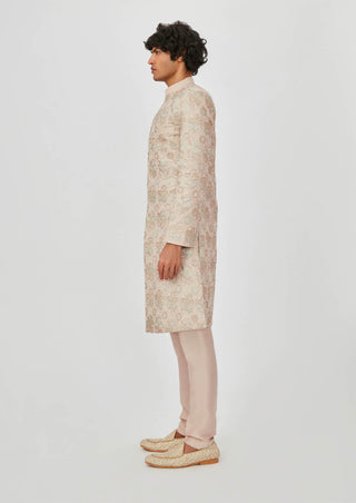 Aisha Rao Men-Zohar Ivory Embellished Sherwani Set-INDIASPOPUP.COM