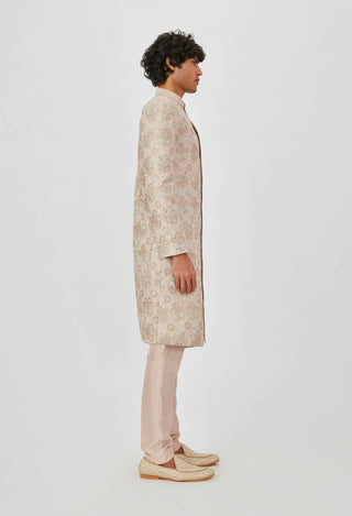 Aisha Rao Men-Zohar Ivory Embellished Sherwani Set-INDIASPOPUP.COM