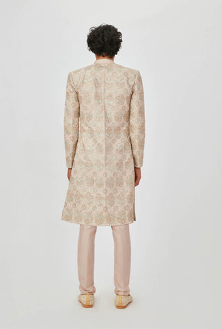 Aisha Rao Men-Zohar Ivory Embellished Sherwani Set-INDIASPOPUP.COM