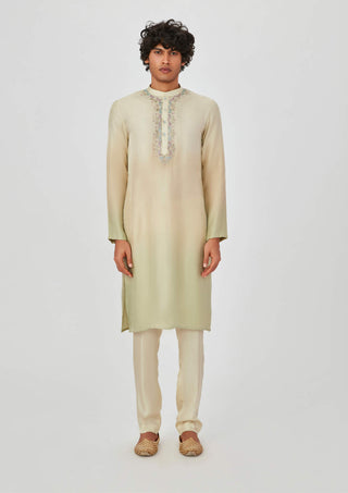Aisha Rao Men-Mehrad Beige Embroidered Kurta And Pant-INDIASPOPUP.COM