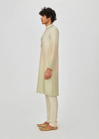 Aisha Rao Men-Mehrad Beige Embroidered Kurta And Pant-INDIASPOPUP.COM