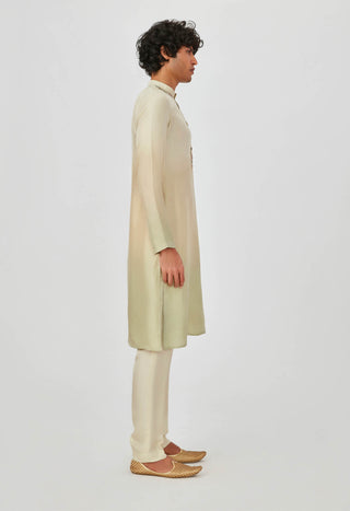 Aisha Rao Men-Mehrad Beige Embroidered Kurta And Pant-INDIASPOPUP.COM