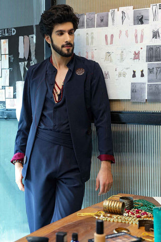 Midnight blue jacket and pant set