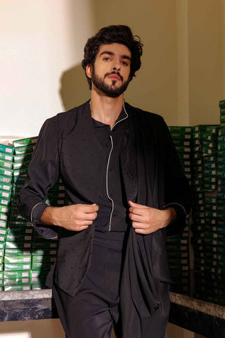 Monochrome black jacket and pant set