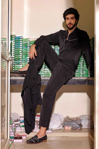 Monochrome black jacket and pant set