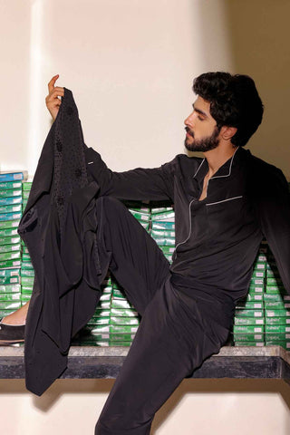 Monochrome black jacket and pant set