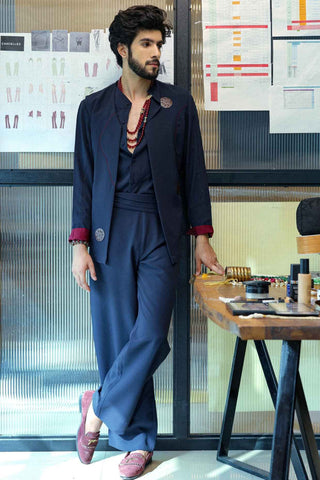 Midnight blue jacket and pant set