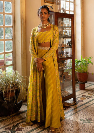 Paulmi & Harsh-Refreshing Yellow Tropical Jacket And Palazzo Set-INDIASPOPUP.COM
