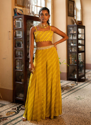 Paulmi & Harsh-Refreshing Yellow Tropical Jacket And Palazzo Set-INDIASPOPUP.COM