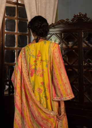 Paulmi & Harsh-Lime Yellow Stripes Kurta Set-INDIASPOPUP.COM