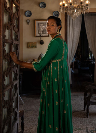 Paulmi & Harsh-Emerald Green Kurta And Pants-INDIASPOPUP.COM