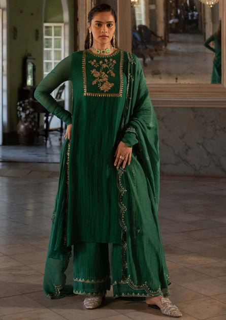 Hillary Organza Green Kurta Set