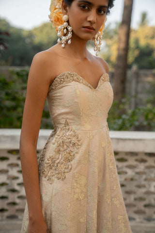 Ivory Jacquard Jumpsuit by Paulmi & Harsh available on Indiaspopup.com