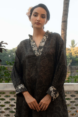 Black Deer-Printed Kurta And Pants by Paulmi & Harsh available on Indiaspopup.com
