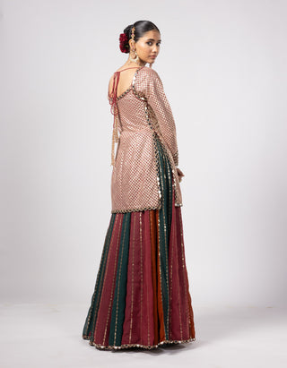 Jade green kurta and lehenga pant set