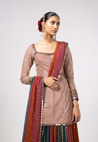 Jade green kurta and lehenga pant set