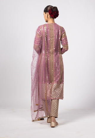 Mud mauve mirror straight kurta set