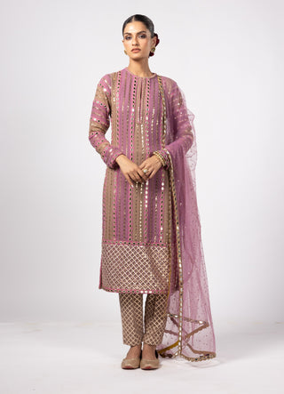 Mud mauve mirror straight kurta set