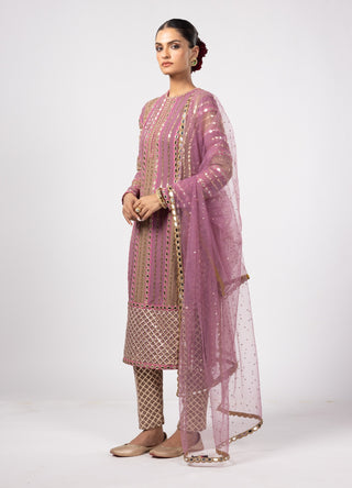 Mud mauve mirror straight kurta set