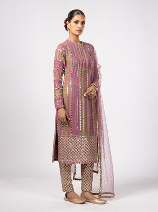 Mud mauve mirror straight kurta set