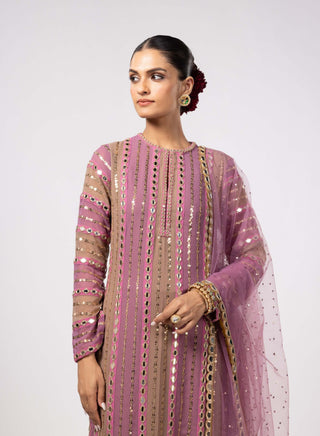 Mud mauve mirror straight kurta set