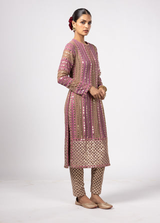 Mud mauve mirror straight kurta set