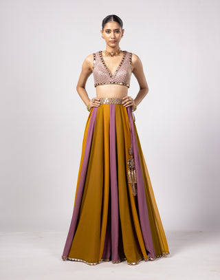 Green multicolor lehenga pants set