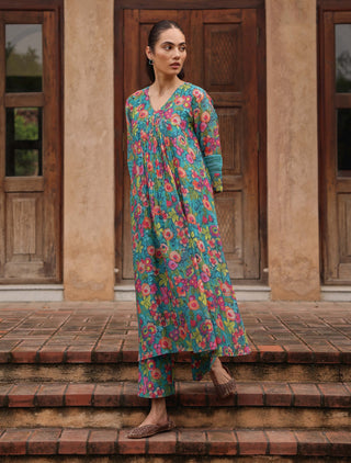 Teal bloom tunic and pants