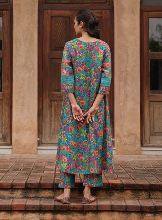 Teal bloom tunic and pants