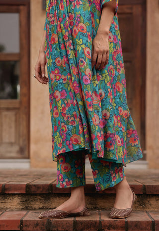 Teal bloom tunic and pants