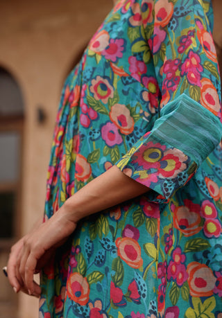 Teal bloom tunic and pants