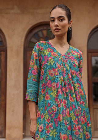 Teal bloom tunic and pants