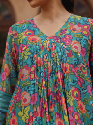 Teal bloom tunic and pants