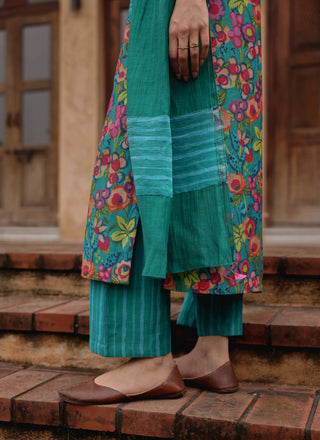 Teal bloom printed kurta set