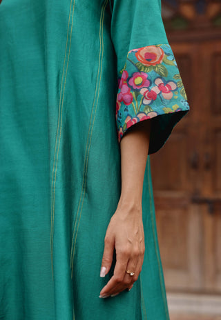 Teal giza silk tunic and pants