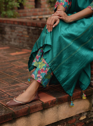 Teal giza silk tunic and pants
