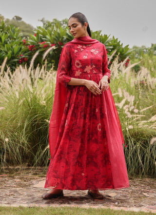 Rosewood bloom anarkali and dupatta
