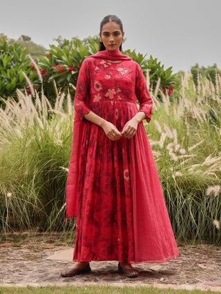 Rosewood bloom anarkali and dupatta